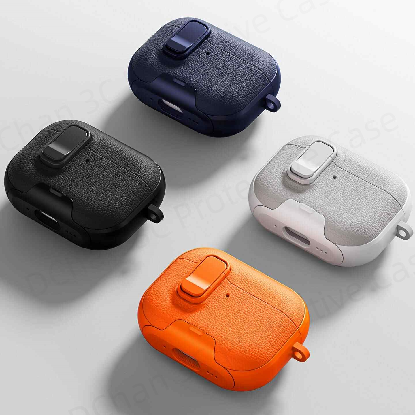Phone Accessories Box Set - ﻿ เคสหนังสำหรับ Airpods Pro 3 พร้อมที่วางโทรศัพท์และตัวล็อค