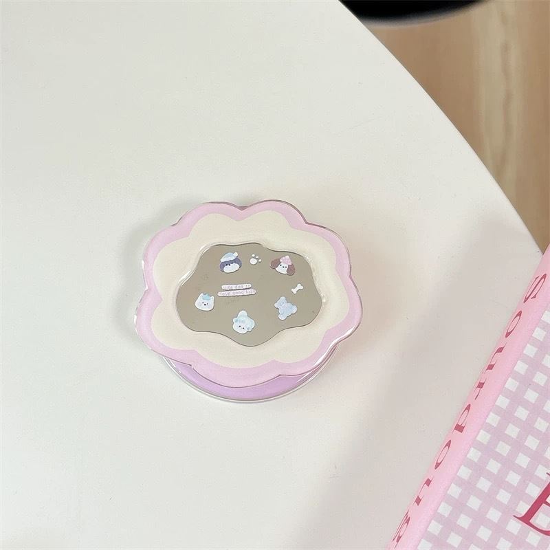 Pop Socket Grip - ขาตั้งโทรศัพท์การ์ตูนแบบยืดหดได้ 360 องศา พร้อมกระจกสไตล์คาวาอี้ ° ที่จับโทรศัพท์กันลื่นแบบหมุนได้