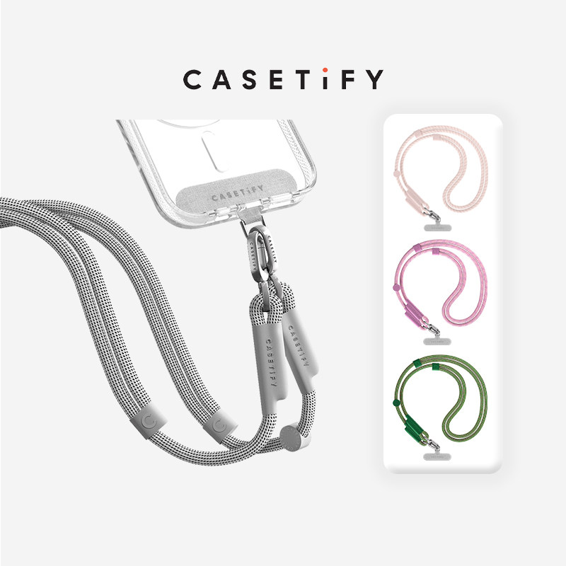 Phone Accessories Usa - CASETiFY ชุดสายคล้องโทรศัพท์แบบสายถัก สีเทาคูล / สีม่วงซอฟท์มิสท์ ใช้ได้กับ