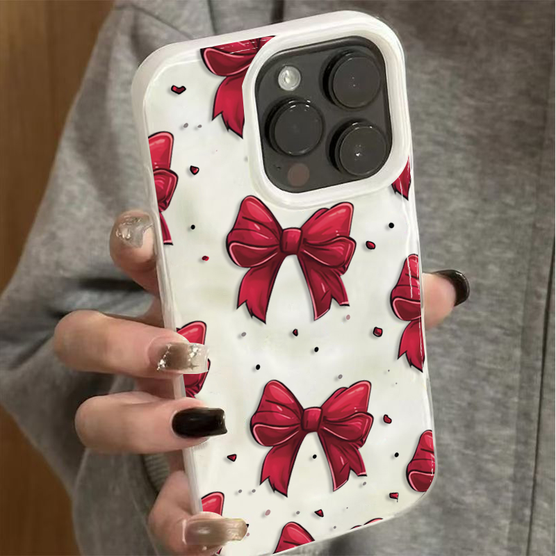 Phone Accessories Red - เคสโทรศัพท์ลายโบว์สีขาวแดง สำหรับ iPhone 11 12 13