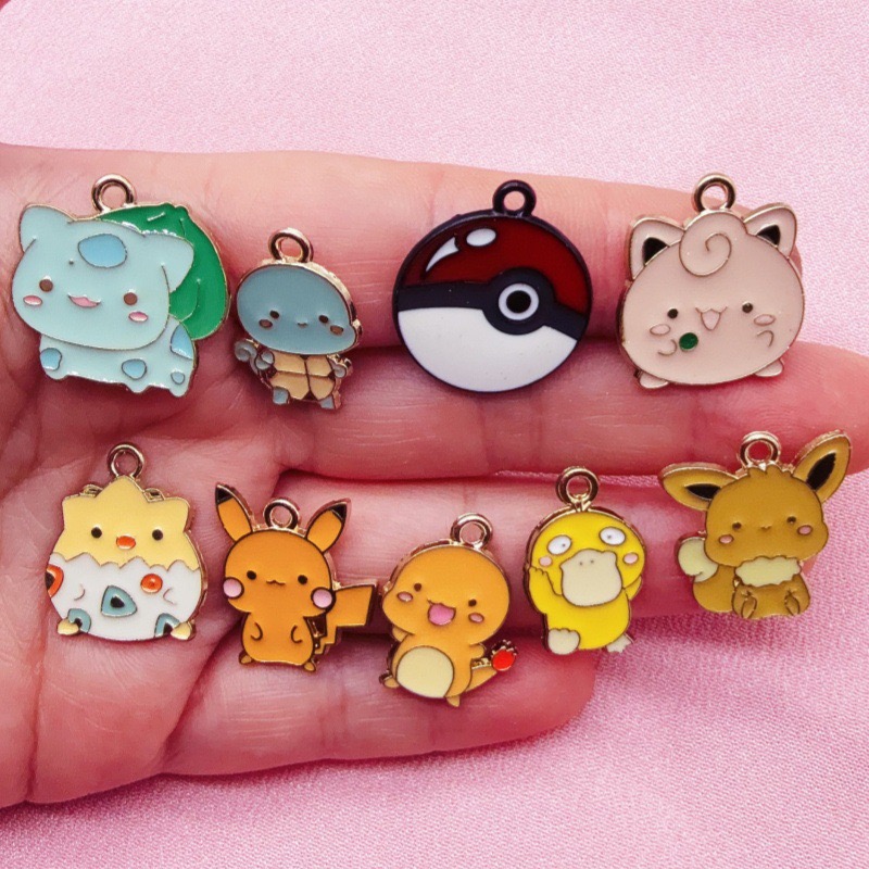 Phone Accessories Diy - 10 ชิ้น อุปกรณ์ตกแต่งเครื่องประดับลายการ์ตูนแบบเคลือบน้ำมัน สำหรับทำสร้อยข้อมือ DIY จี้พวงกุญแจ