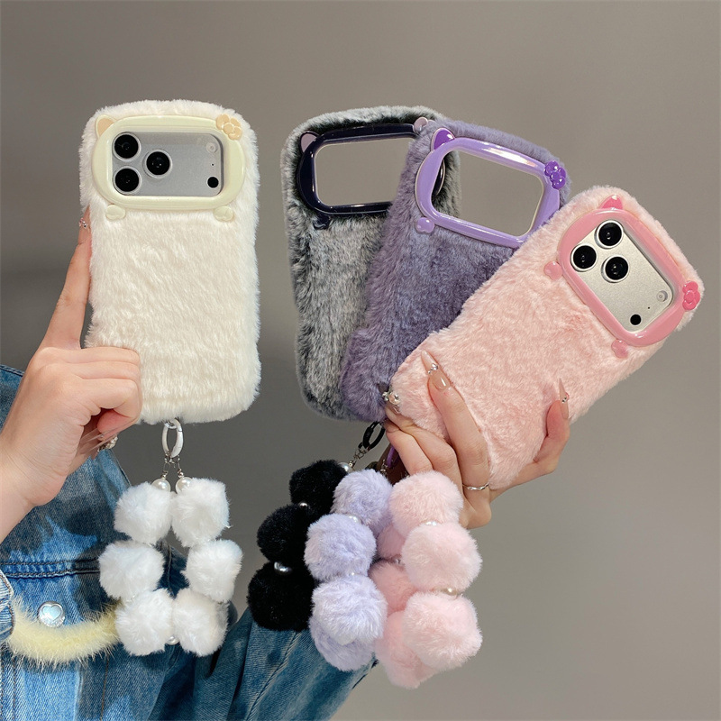 Apple Iphone 16 - เคสโทรศัพท์ขนเฟอร์สีพื้นสุดหรู สำหรับ iPhone 17 Air 16