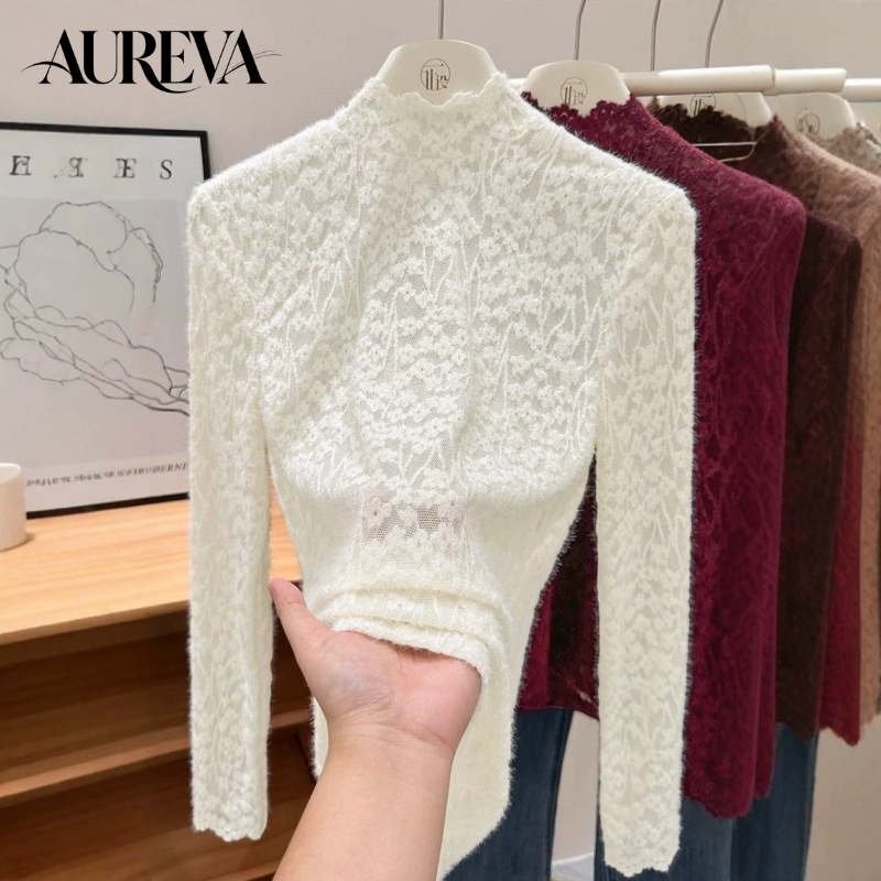 Phone Accessories On Top - เสื้อซับในคอเต่าครึ่งตัวผ้าลูกไม้สำหรับผู้หญิง ดีไซน์หรูหรา เนื้อผ้าหนานุ่ม กระชับรูปร่าง สวมใส่สบาย ให้ความรู้สึกพรีเมียม