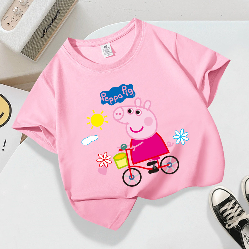 Phone Accessories On Top - เสื้อยืดลายเป๊ปป้าพิก แขนสั้น ใส่สบาย ระบายอากาศได้ดี เหมาะสำหรับฤดูร้อน ลายการ์ตูนสุดฮิต