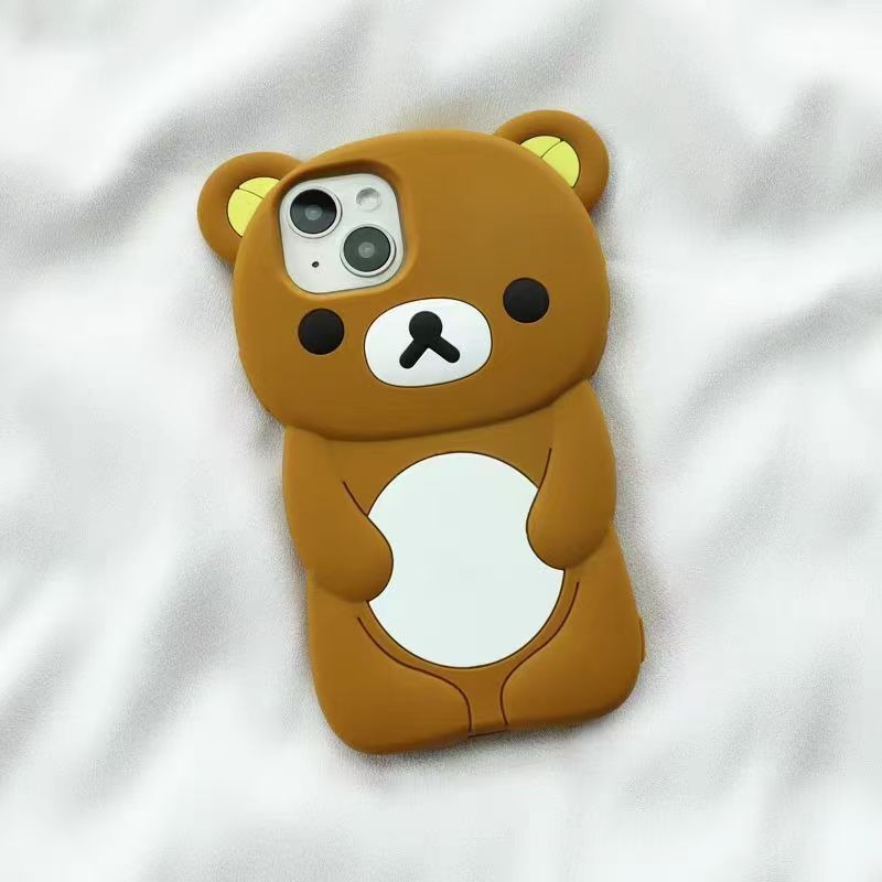 Phone Accessories Box Set - เคสโทรศัพท์ซิลิโคนริลัคคุมะ ลายการ์ตูนน่ารัก ป้องกันแรงกระแทกเต็มตัว เคสนิ่มสำหรับ iPhone 16