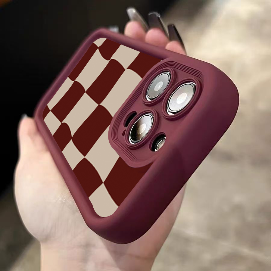 เคสโทรศัพท์ลายตารางสีแดงไวน์สำ - Phone Accessories Red บทวิจารณ์และราคา