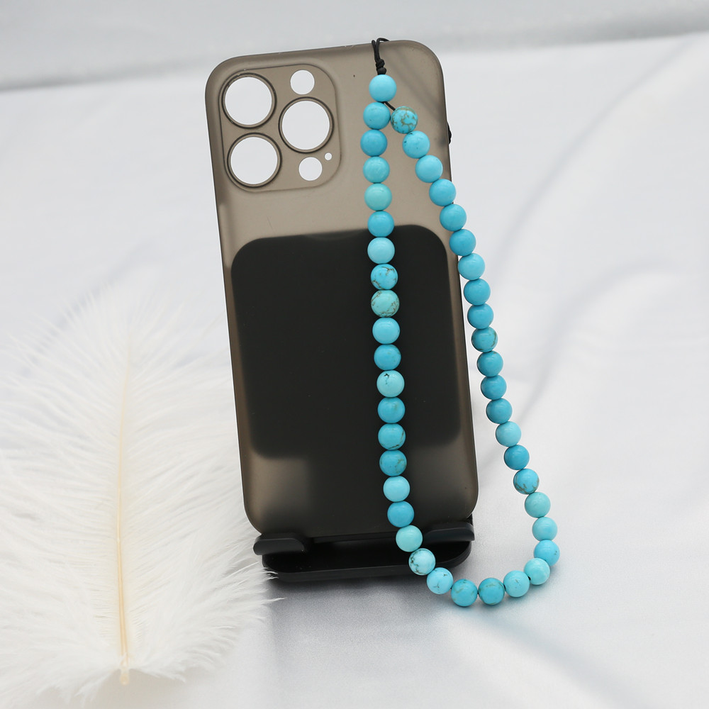 8MM Blue Turquoise Beaded โทรศ - Phone Accessories Men บทวิจารณ์และราคา
