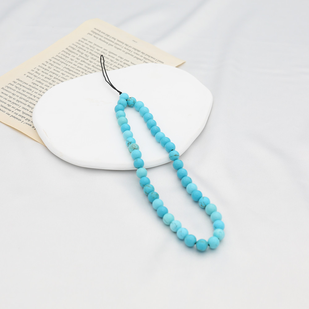 8MM Blue Turquoise Beaded โทรศ - Phone Accessories Men บทวิจารณ์และราคา